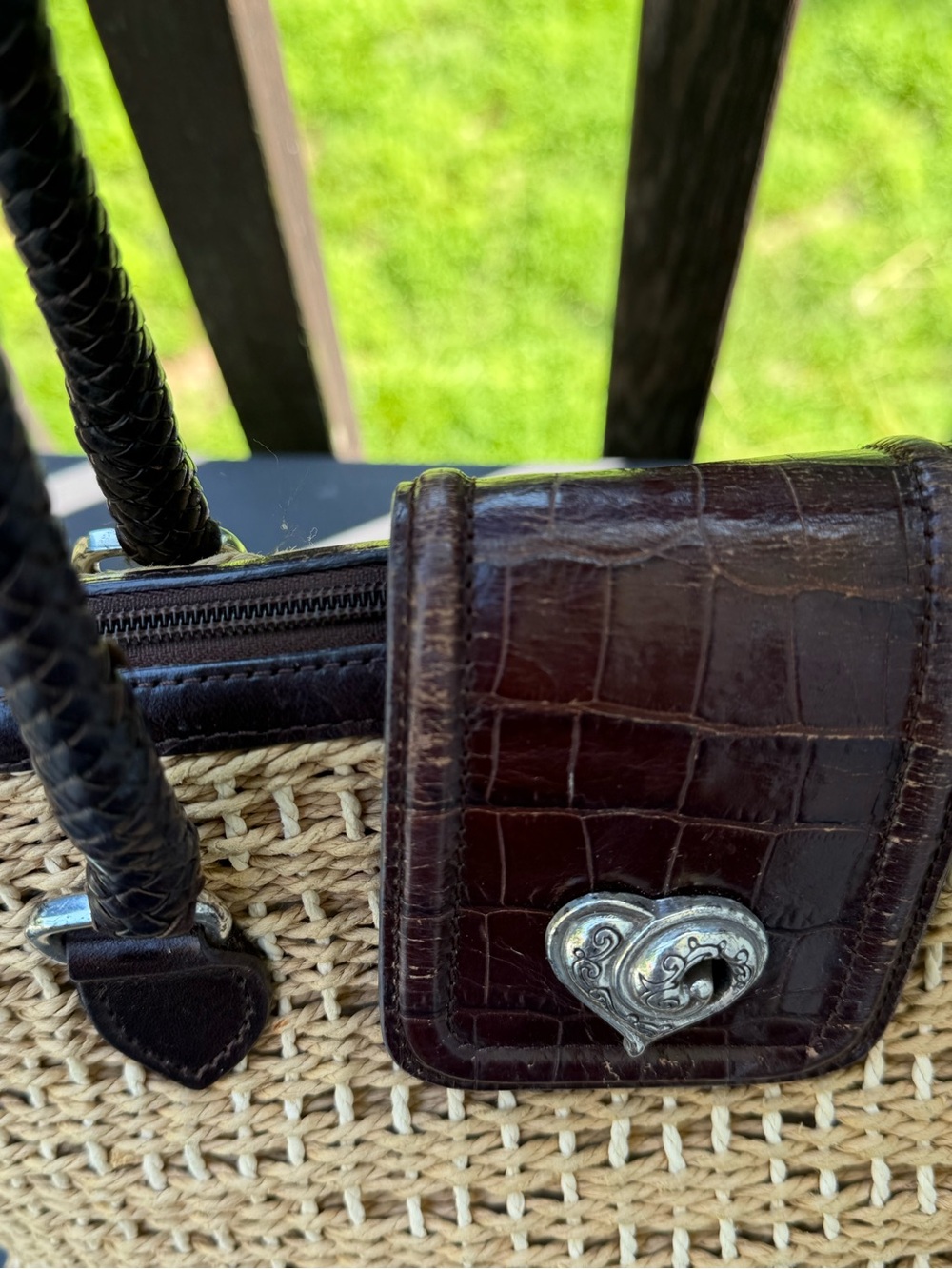 Brighton Woven Straw Heart Tote Bag - Picture 4 of 7